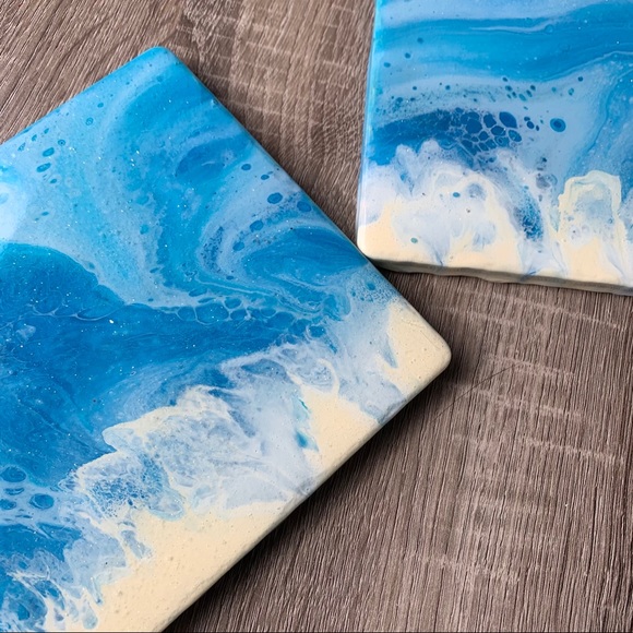 Beach theme tile coasters - Picture 2 of 6